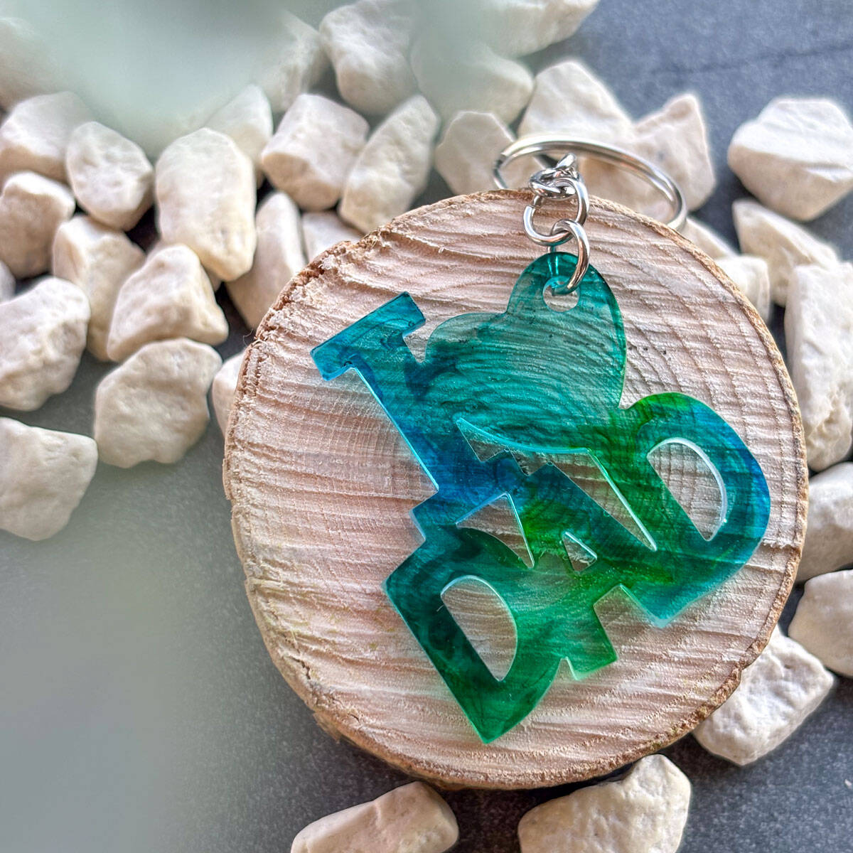 Schlüsselanhänger aus Epoxidharz I Love Dad