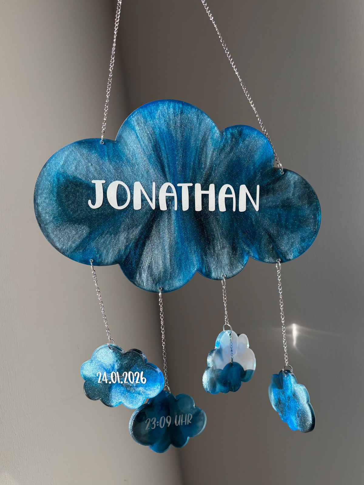 Wolken-Mobile in blau